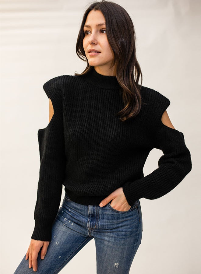 Black cold shoulder outlet sweater